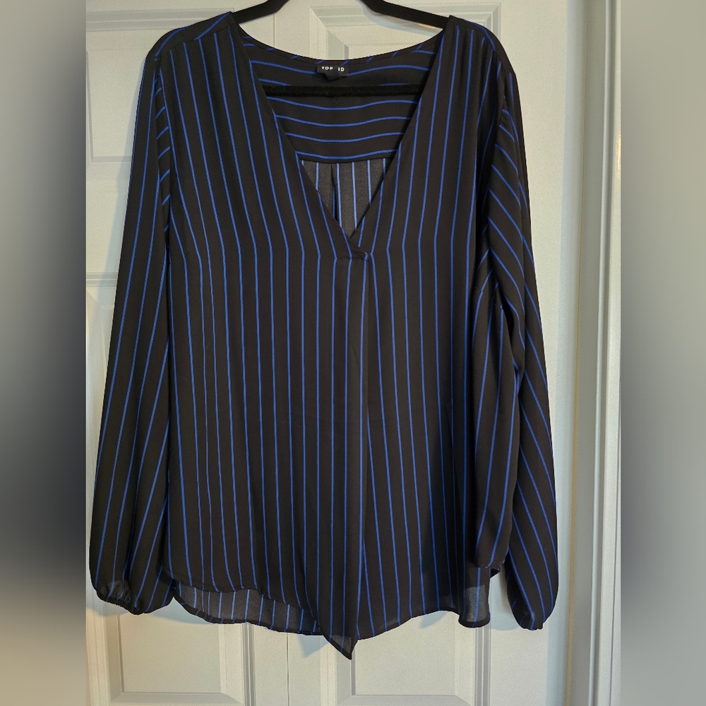 Torrid Black and Blue Striped Blouse